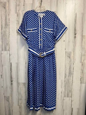Vintage! Womens Blue White Polka Dot Size 12 Leslie Fay Dress - Image 1 of 4