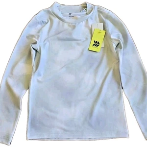 All in Motion Mens T-Shirt Fitted Long Sleeve White Mixed W/ Light Gray Tones S - Picture 1 of 7