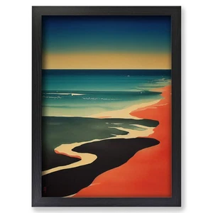 Gerahmter roter Sand Strand Wandbild Leinwanddruck Poster Bild, Wohndeko - Bild 1 von 4