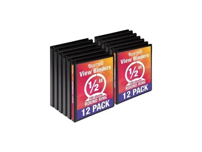 Samsill 1/2" 3-Ring View Binders Black 12/Pack (I08510C) - Image 1 of 4