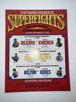 VintageThomas Hearns Vs James Kinchen + Michael Numn 1988 Boxing Event Program - Image 1 of 4