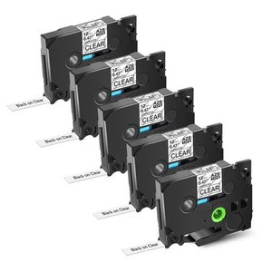 5PK compatible con cinta para hacer etiquetas Brother P-touch TZe 131 negra sobre transparente 1/2"" - Imagen 1 de 12