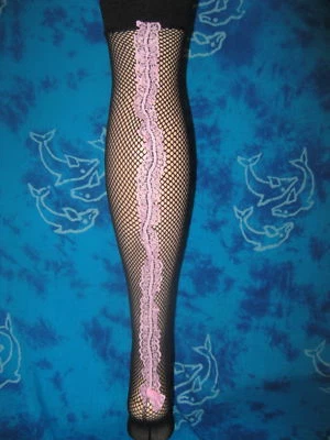 Nip Negro Retro Burlesque Rockabilly Red Rosa Encaje Volantes Costura Hasta el Muslo Foto 1 de 4