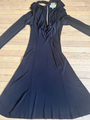 Saint Laurent черный YSL Джерси v-образным вырезом платье с оборками - размер 12 (L) - Изображение 1 из 4