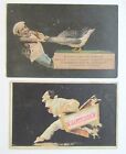 COOK & DUCK - CLOWN & CATS SET OF 2 ANTIQUE VICTORIAN TRADE CARDS 