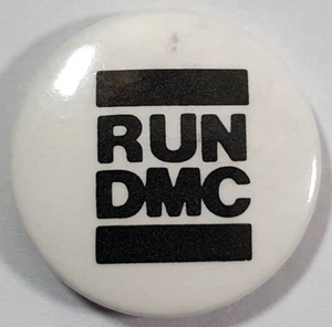 1980's Run DMC American Hip Hop Pop music Band Plastic/Tin Badge 25mm Diameter. - Picture 1 of 2