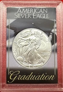 2025 "GRADUATION" - 1 OZ. AMERICAN SILVER EAGLE IN FROSTY CUSTOM HOLDER - Picture 1 of 3