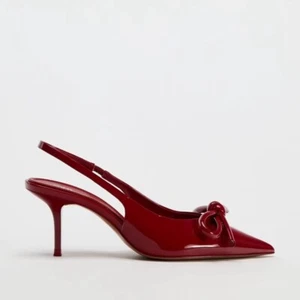 Zapatos para mujer ZARA con lazo rojo, charol punta Muller tacones altos - Imagen 1 de 11
