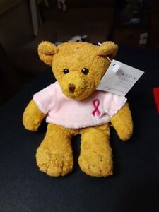 7" Avon Breast Cancer Beanie Teddy Bear Plush Pink Ribbon Vintage
