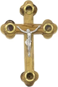 SpringNahal Olivenholz Kreuz Kruzifix orthodox Bethlehem handgefertigt 4 Linsen - Bild 1 von 1