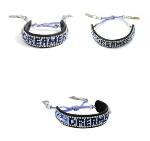 Rebecca Minkoff - Dreamer Seed Bead Leather (Blue Multi) Bracelet NWT retail $78 - Picture 1 of 4