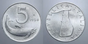 5 LIRE 1954 DELFINO NC FIRMA DISTANTE REPUBBLICA ITALIANA - Bild 1 von 1