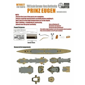 Acorazado Hunter W70027 1/700 Madera Armada Alemana PRINZ EUGEN PARA TAMIYA 3180 - Imagen 1 de 3