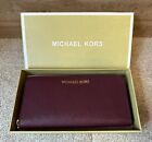 Michael Kors Burgundy Jet Set Travel Continental Leather Zip Purse Used Once