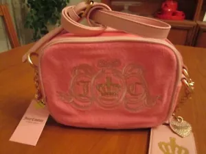 JUICY COUTURE Lovers Club camera bag, pink terry brushed goldtone, BNWT - Picture 1 of 16
