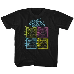 Street Fighter Capcom Video Game Neon Ryu Blocks Hadoken Youth T Shirt Gamer - Picture 1 of 3
