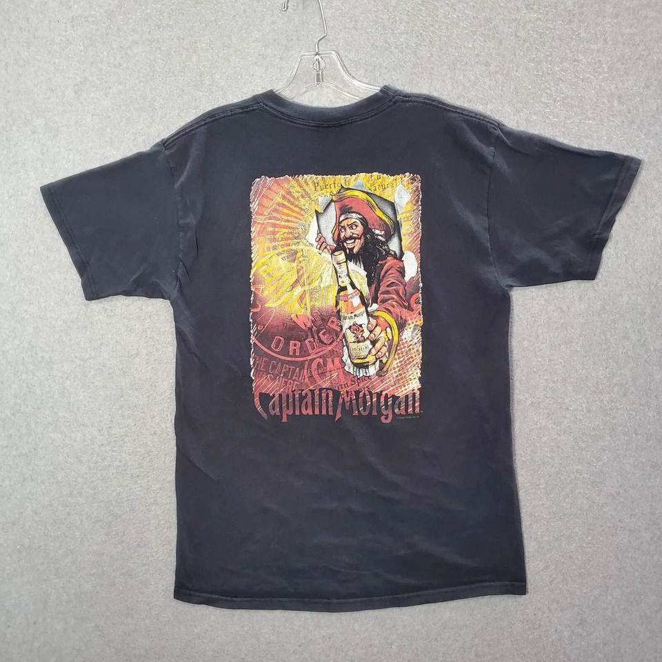Camisa DE COLECCIÓN Captain Morgan Hombres Grande Negra Logo Ron Gráfico Estampado Cuello Redondo Foto 1 de 4