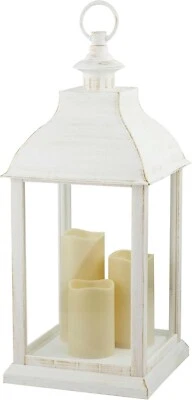 Alpine Corp. Linterna Exterior de 22" de Alto a Batería con Luces LED, Blanca Foto 1 de 4