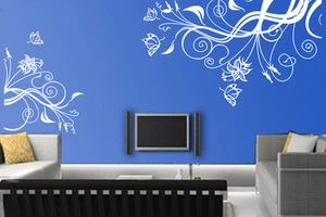 WPF01 Wandtattoo wandfolie Ranke Blumen Blumenranke Schmetterlinge  Wallsticke - Picture 1 of 1