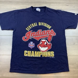 Vtg Retro 90s Cleveland Indians LEE SPORT 1995 Central Division Champions Shirt - Picture 1 of 7
