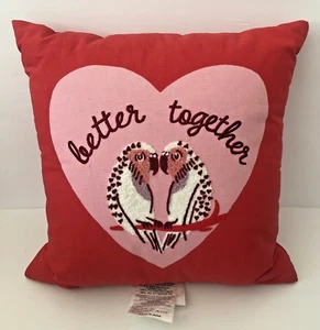 Threshold Target Valentine's Day LOVE BIRDS TOSS PILLOW Red Pink Square - NEW - Picture 1 of 11