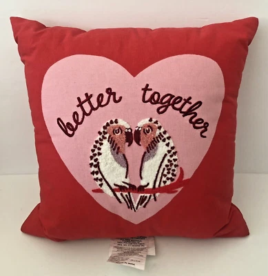 Threshold Target Valentine's Day LOVE BIRDS TOSS PILLOW Red Pink Square - NEW - Image 1 of 4