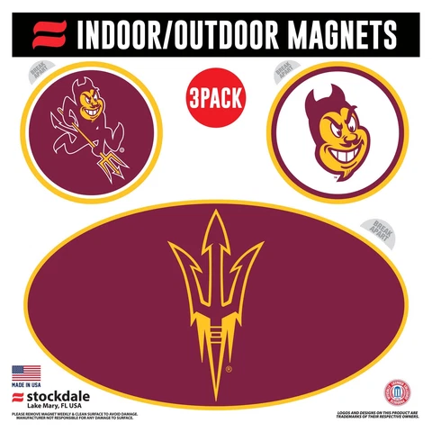 Arizona State Sun Devils Indoor & Outdoor 3-Pack Magnet Set Cover
