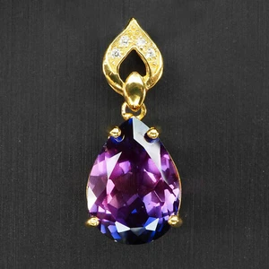 Gracefully Bi Color Sapphire Pear 10.40Ct 925 Sterling Silver Handmade Pendants - Picture 1 of 7