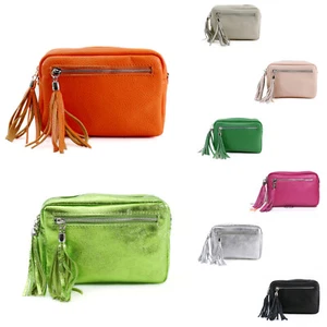Real Leather Tassel zipper front Woman Cute Small Cross Body Shoulder Bag UK - Picture 1 of 48