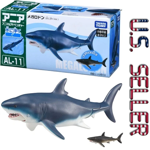 Takara Tomy Ania Megalodon AL-11 Floating Animal Figure with Great White Shark Cover