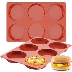 2-PK Silicone Egg Molds 4 Inch Jumbo Muffin Top Baking Pans, Non-Stick Large Dis - Picture 1 of 7
