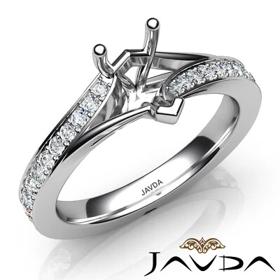 Tapered Pave Set Pear Semi Mount Diamond Engagement Pinched Shank Ring 0.35 Ctw. - Image 1 of 4