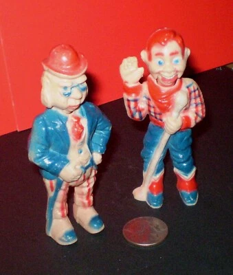 20 世纪 50 年代复古 Howdy Doody Show 塑料雕像 批量 2 件 状况完好 — 第 1/3 张图片