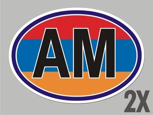 2 Armenia AM OVAL stickers flag decal bumper car bike laptop window door CL003 - Imagen 1 de 1