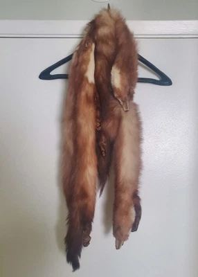 Vintage Mink Stole Wrap for Neck & Shoulders 3 full brown/lt brown pelts 1940s - Image 1 of 4