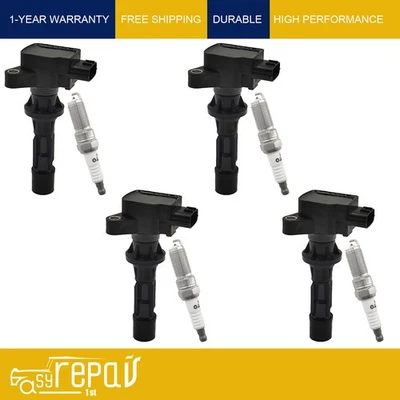 4pcs Ignition Coil and Spark Plug for 2004-2010 Mazda 5 2.3L L4 L3G218100A - Image 1 of 4