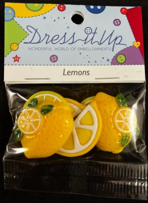 Dress it Up - Lemons - 6 Pieces - Embellishments & Shank Buttons - Image 1 of 4
