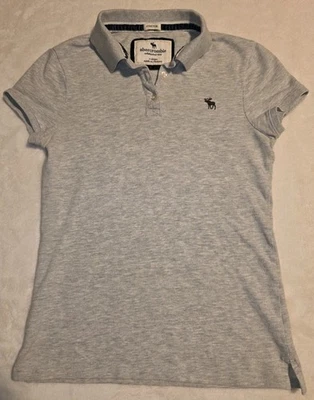 Y2K Abercrombie & Fitch Icon Polo Classic Fit Stretch Kids XL Heather Gray See - Image 1 of 4
