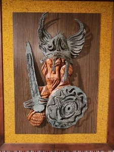 Vintage MCM Mid Century Wall Hanging Wood & Metal Art - Picture 1 of 1