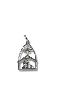 Vintage Sterling Silber 925 Krippe Anhänger Charm 1,82g 1" signiert - Bild 1 von 6