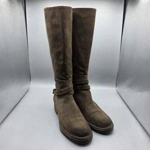 Alberto Fermani Boots Womens 37 Brown Leather Suede Riding Tall Distressed Zip - Picture 1 of 13