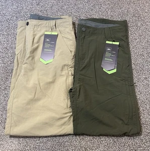 Lot of 2 REI Sahara Convertible Pants Youth Boys XL (18-20) Green Tan Hiking - Picture 1 of 18