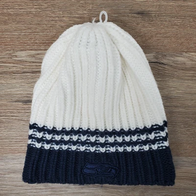 Seattle Seahawks Beanie Hat New Era Uncuffed Cable Knit High-Top Warm Winter Cap - Image 1 of 4