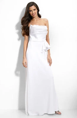 NOVO VESTIDO DE CASAMENTO ABS Allen Schwartz com babado acabamento cetim tamanho 4 $398 branco  - Imagem 1 de 2