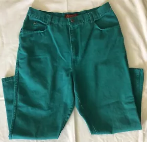 Vintage 90s Bonjour Women's Teal Green Denim High Waist Mom Jeans Size 34 - Picture 1 of 7