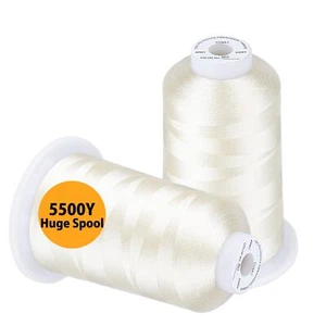 Simthread Embroidery Thread 5500 Yards Ivory 902 2 Huge Spools 40wt Polyester... - Picture 1 of 7