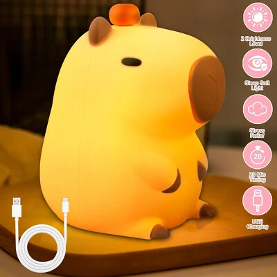 Capybara Nachtlicht Kinder Nachttischlampe Stilllicht Mädchen Jungen Tischlampe - Bild 1 von 4