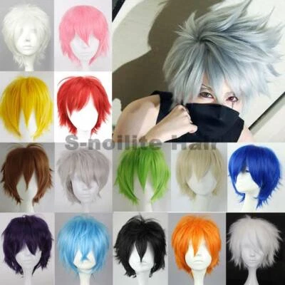 Short Cosplay Costume Wig Women Males Unique Straight Synthetic Hair Full Wig Bb - Image 1 of 4