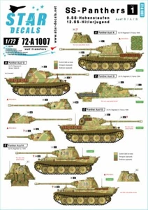 Star Decals 1/72 #72A1007 SS-Panthers #1 "9.SS-Hohenstaufen & 12.SS-HJ" - Picture 1 of 3