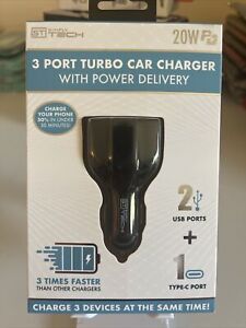 Simply Tech 20w PD 3 Port Turbo Car Charger